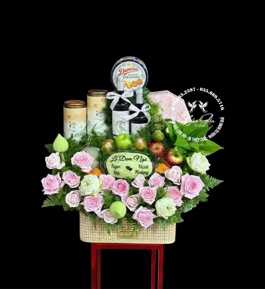 Mâm dạm ngõ tone hồng mix sen trắng (MQDN-07)