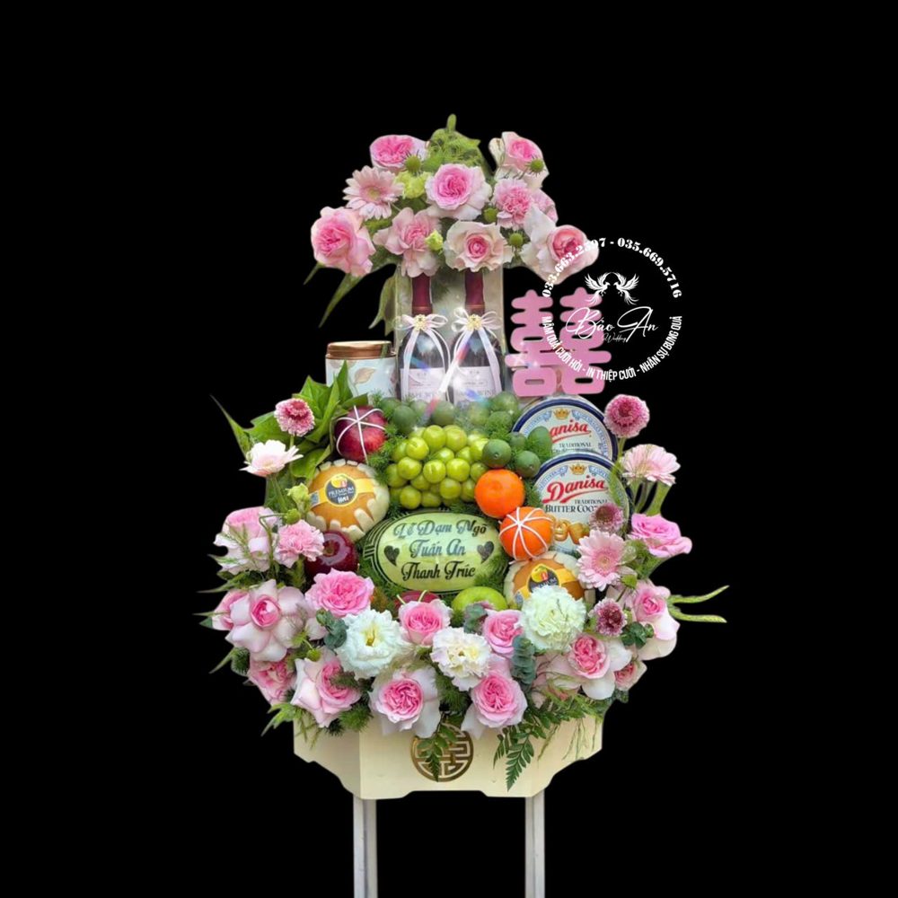 Mâm dạm ngõ tone hồng mix trắng (MQDN-08)
