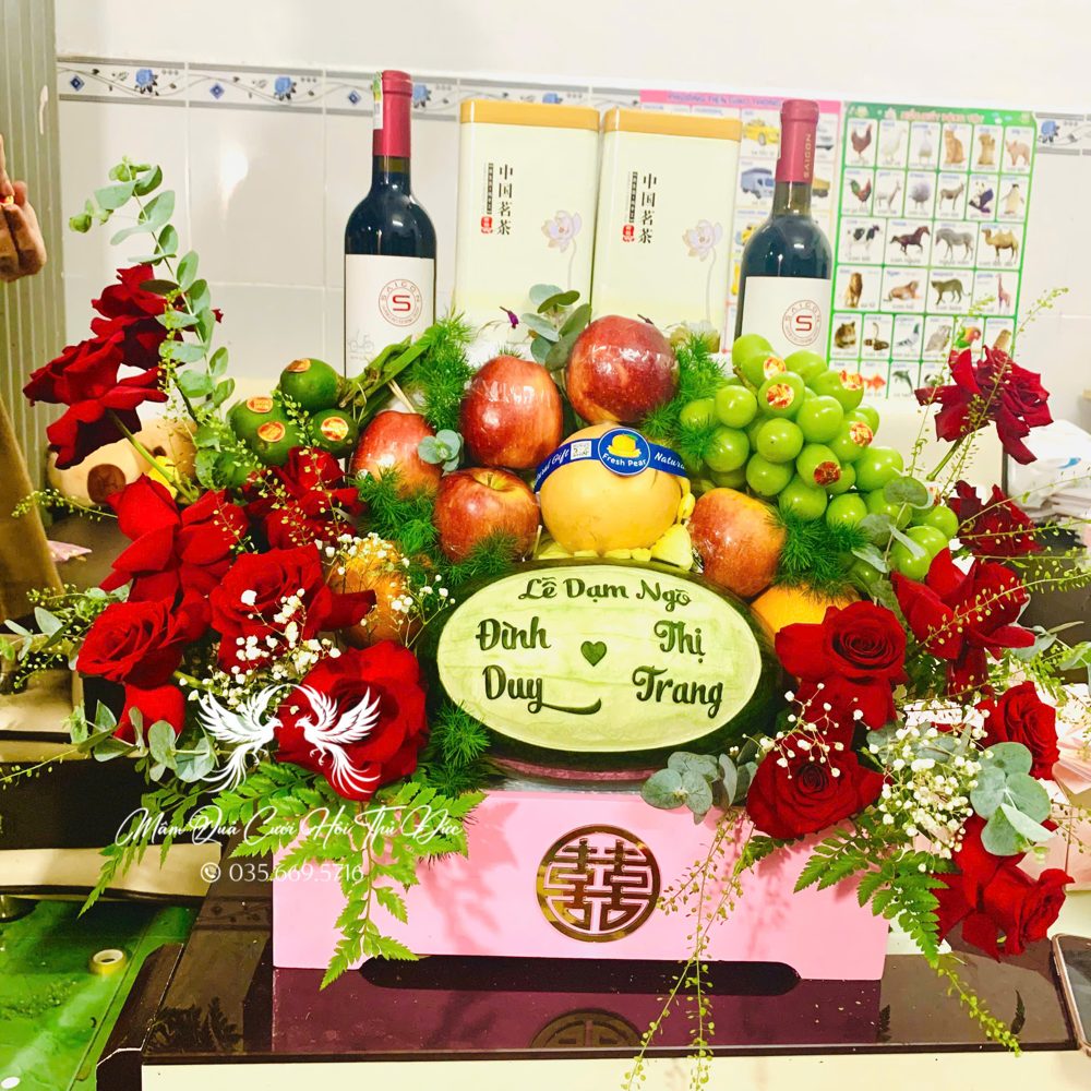 Mâm dạm ngõ tone đỏ (MQDN-18)