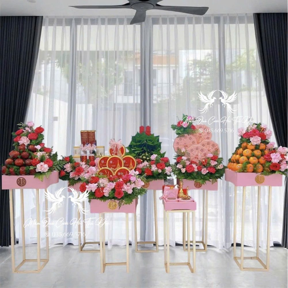 Set 07 mâm hiện đại tone hồng sen mix hồng nhạt (MQHĐ-01)