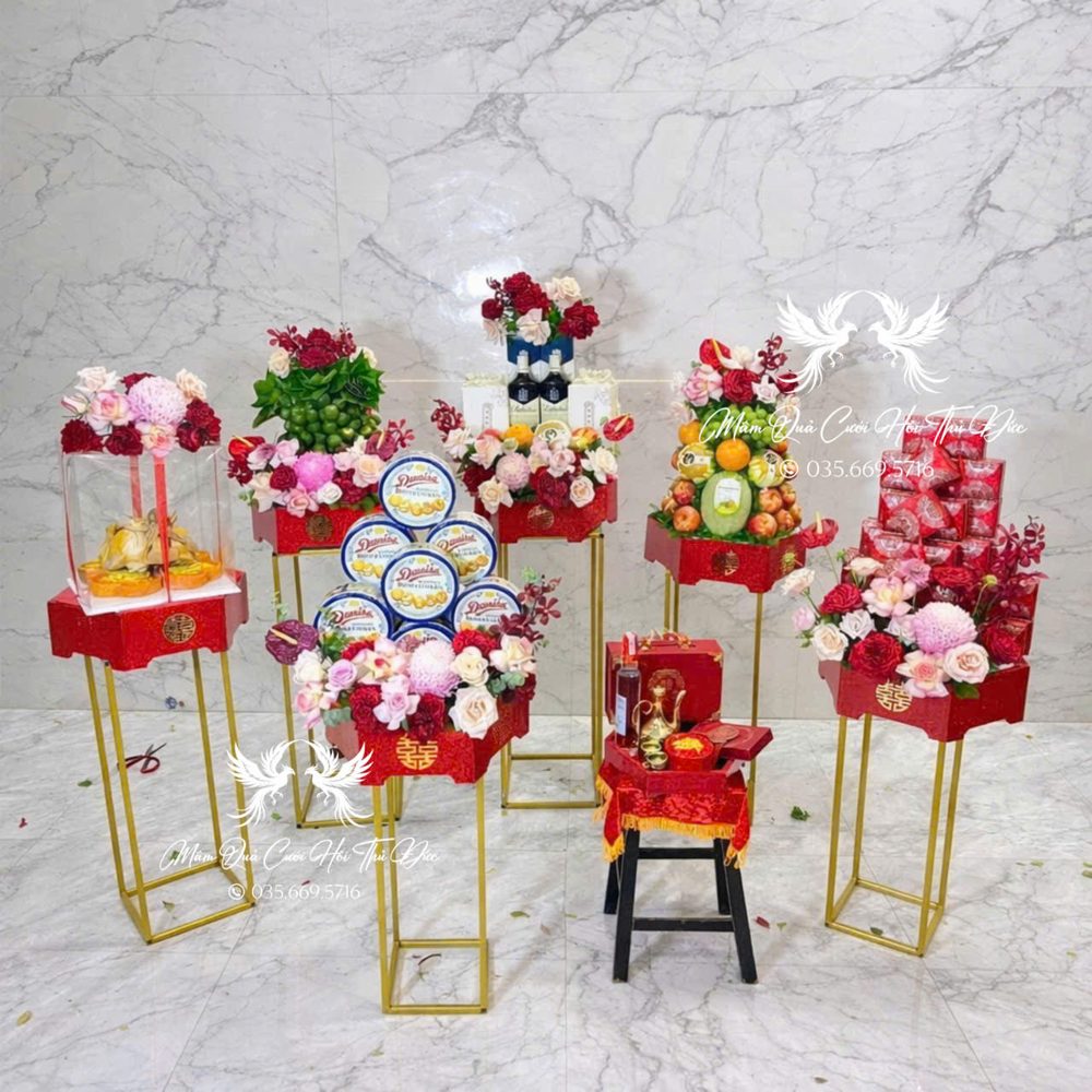 Set 06 mâm hiện đại mix tone đỏ hồng trắng (MQHĐ-02)