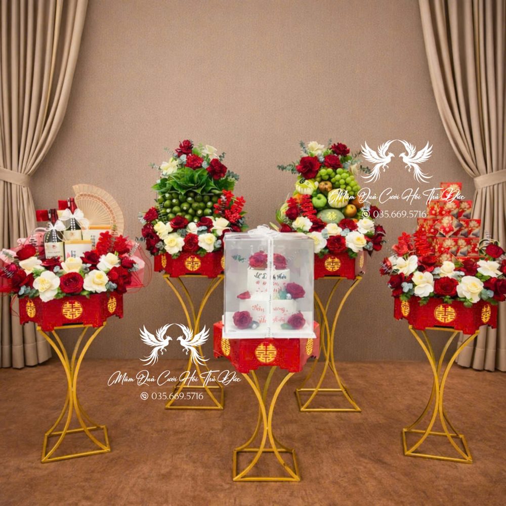 Set 05 mâm hiện đại tone đỏ mix vàng nhạt (MQHĐ-06)