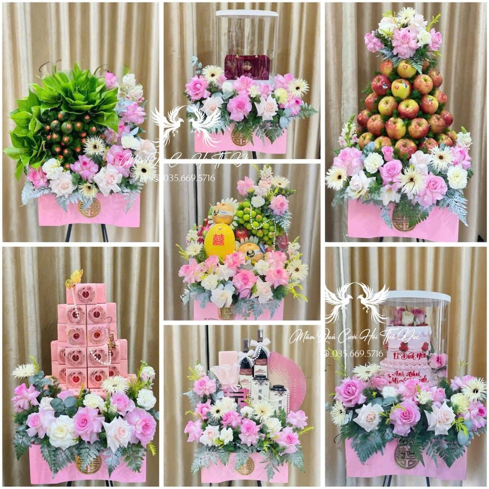 Set 06 mâm hiện đại tone hồng mix trắng (MQHĐ-08)
