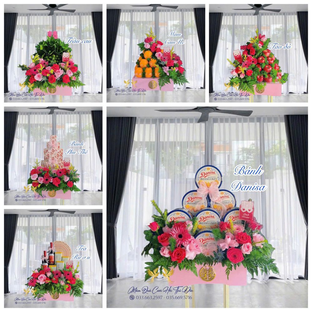 Set 06 mâm hiện đại tone hồng sen mix hồng nhạt (MQHĐ-12)