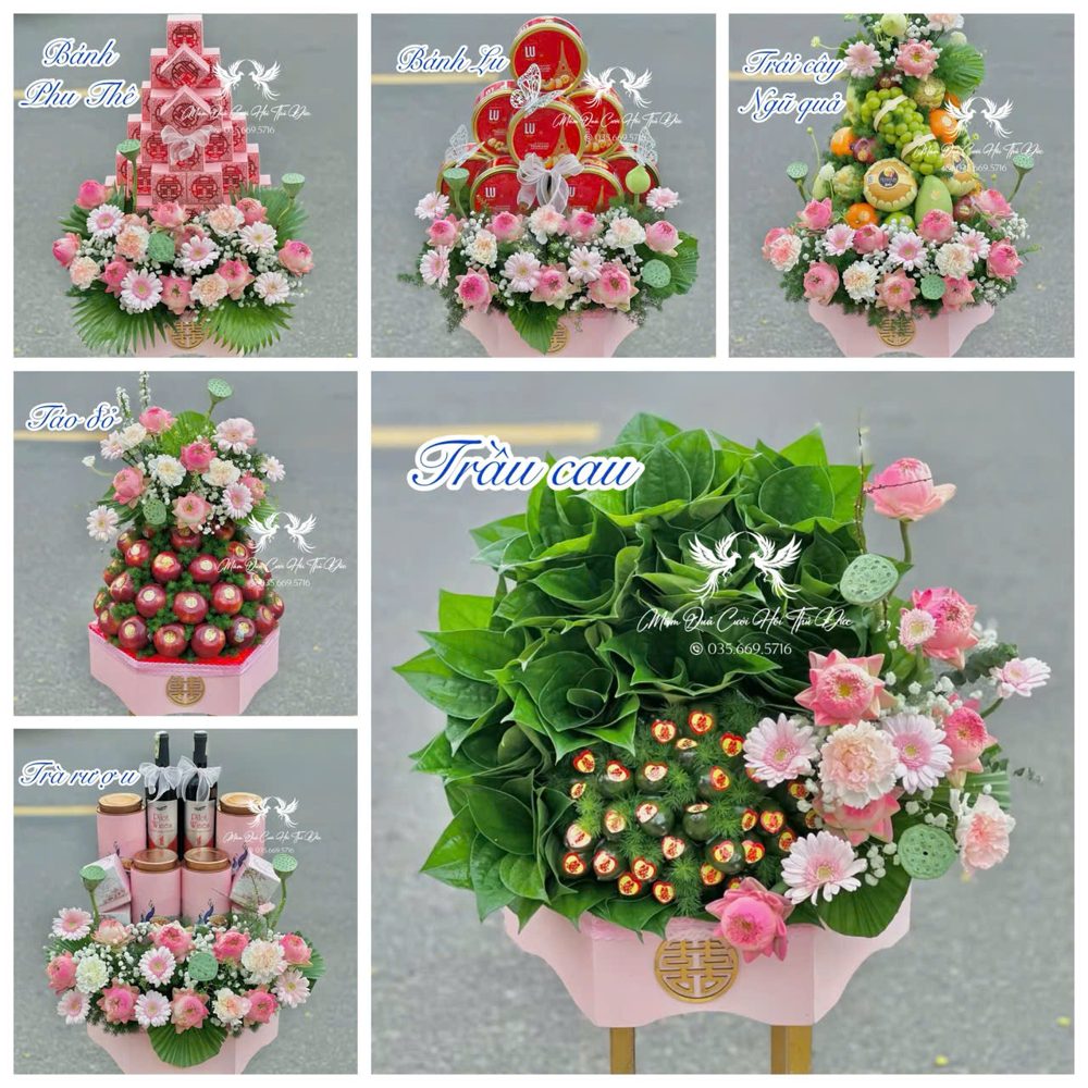 Set 06 mâm hiện đại tone sen hồng mix hồng nhạt (MQHĐ-13)