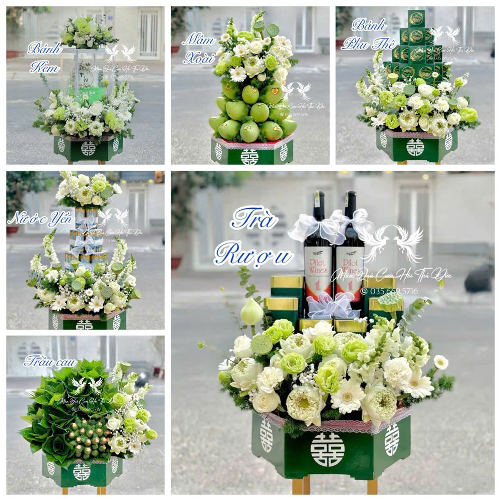 Set 06 mâm hiện đại tone xanh mix trắng (MQHĐ-14)