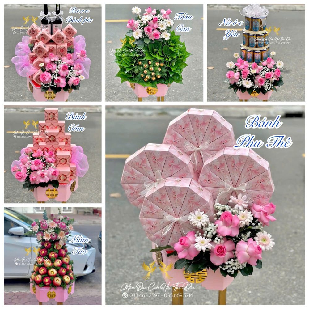Set 06 mâm hiện đại tone hồng sen mix hồng nhạt (MQHĐ-19)