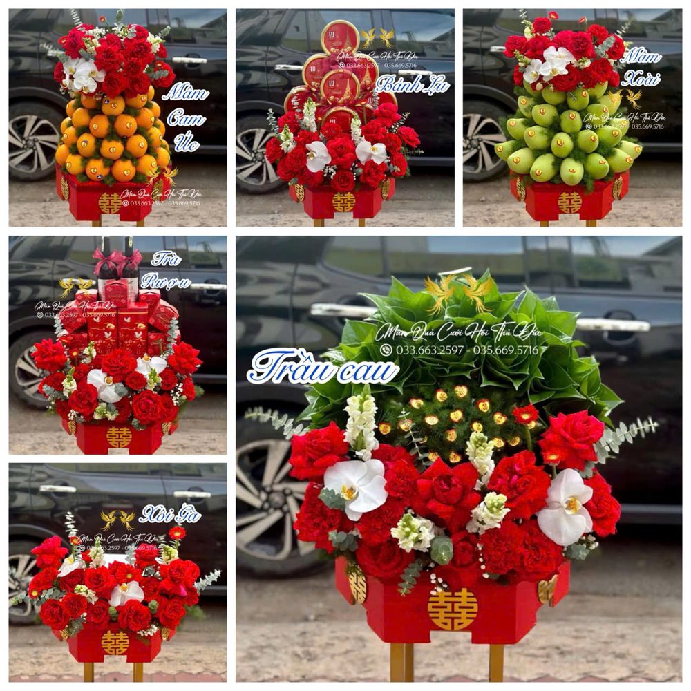 Set 06 mâm hiện đại tone đỏ trắng (MQHĐ-20)