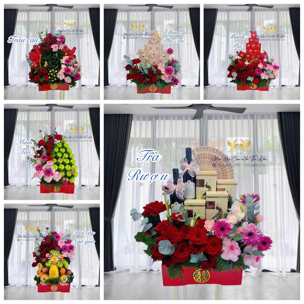 Set 06 mâm hiện đại tone đỏ mix hồng (MQHĐ-22)