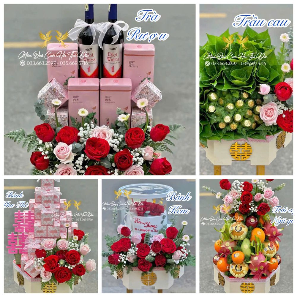 Set 05 mâm hiện đại tone đỏ mix hồng (MQHĐ-24)