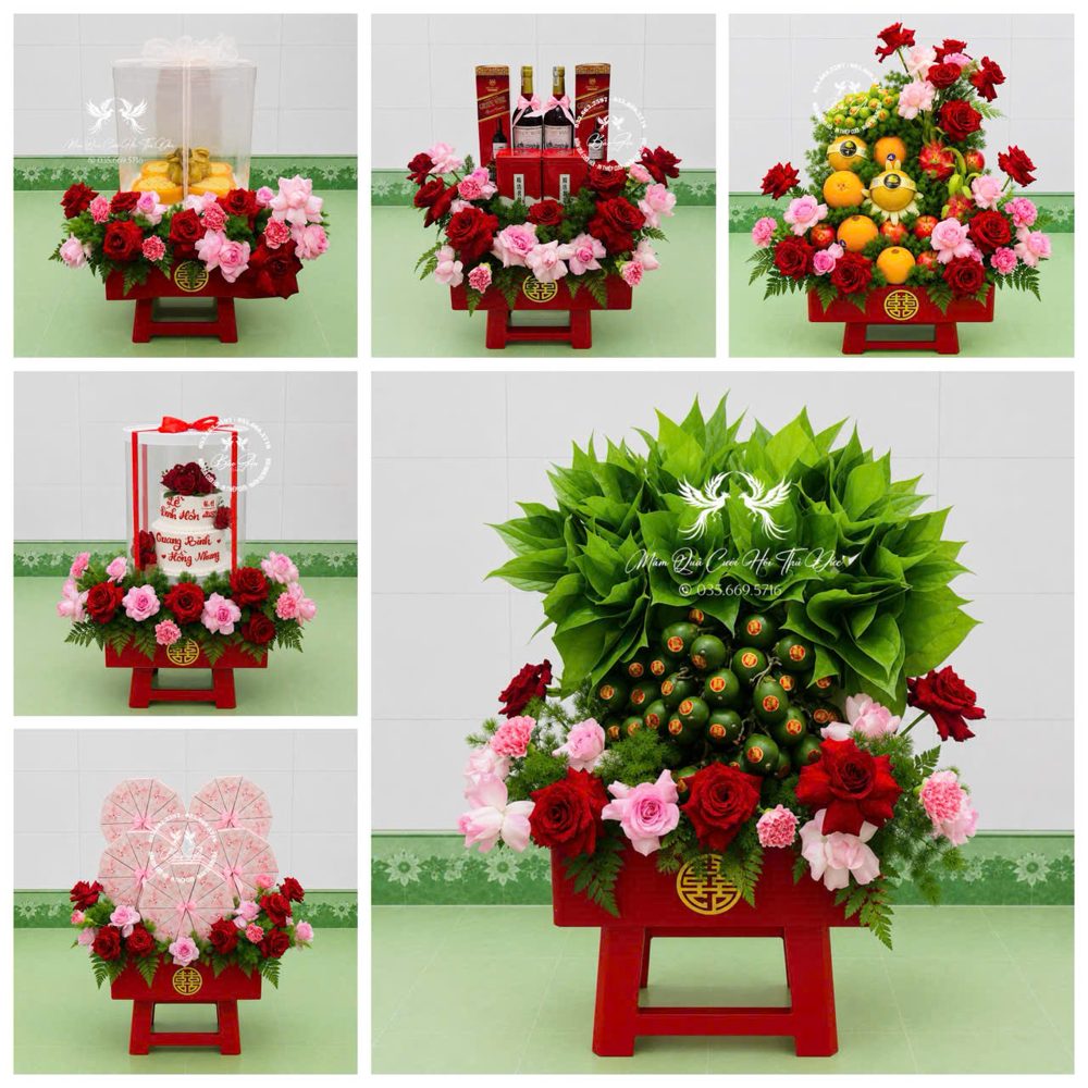 Set 06 mâm hiện đại tone hồng đỏ (MQHĐ-34)