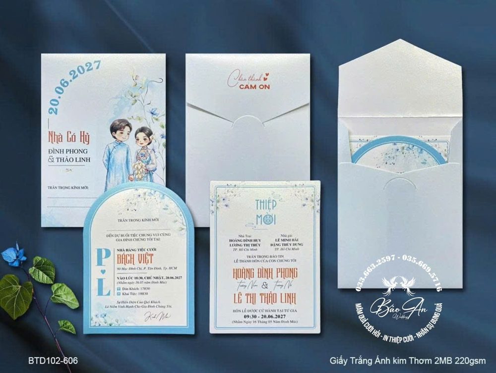 Thiệp chibi tone xanh dương nhạt (BTD102-606)