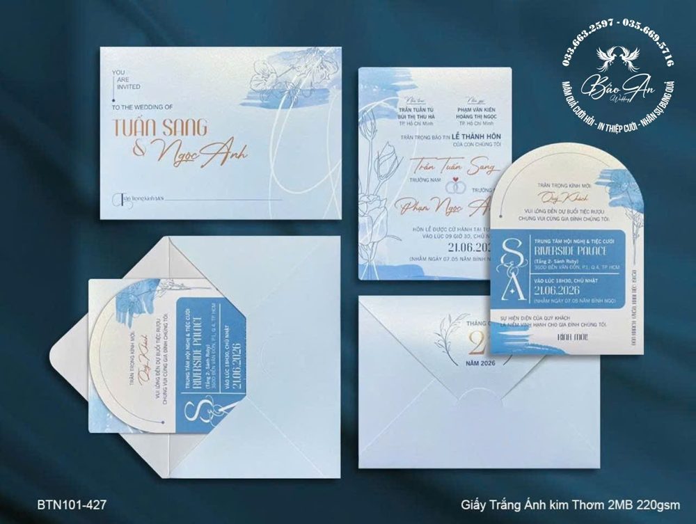 Thiệp đơn giản tone xanh dương (BTN101-427)