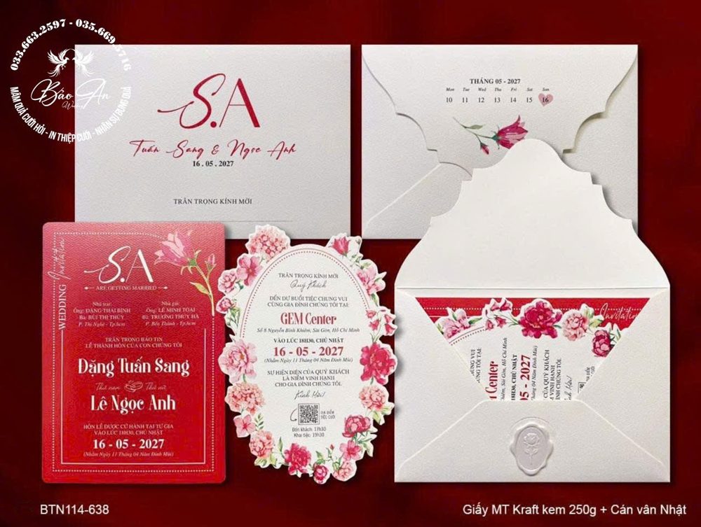 Thiệp hoa hồng tone đỏ (BTN114-638)