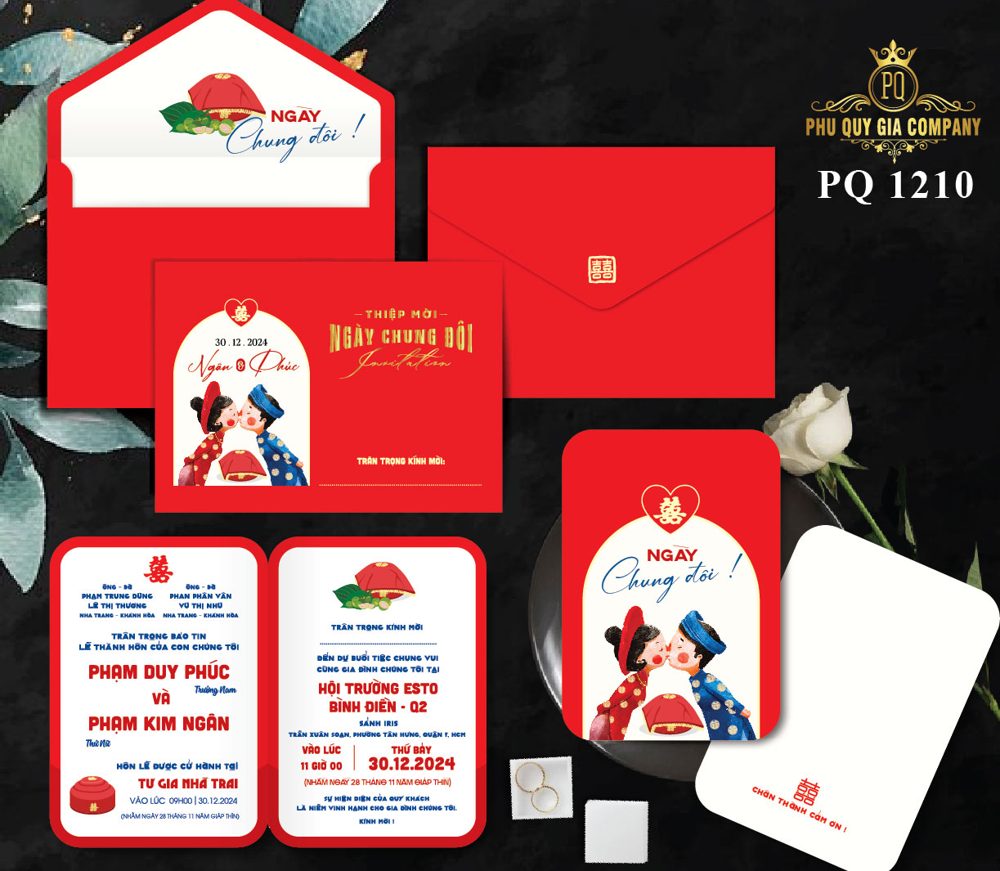 Thiệp ngày chung đôi tone đỏ (PQ 1210)