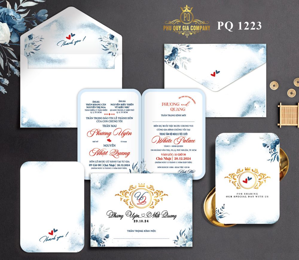 Thiệp đơn giản tone xanh dương (PQ 1223)