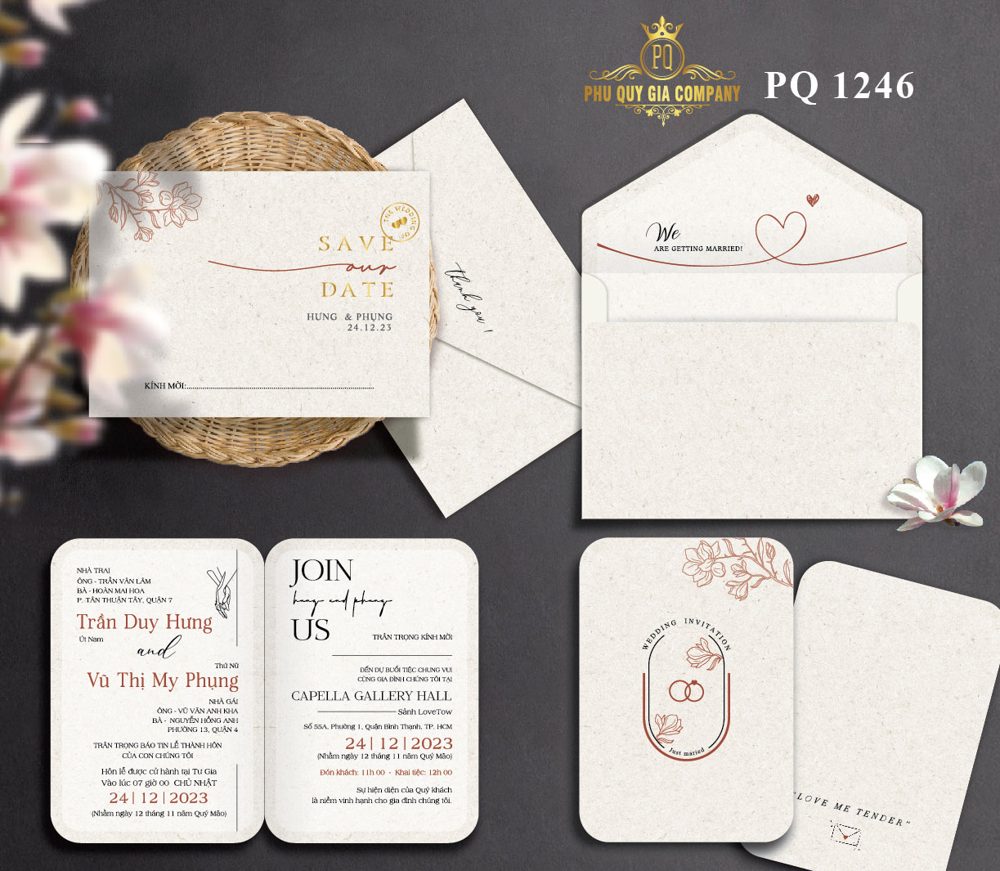 Thiệp nhẫn đôi tone kem (PQ 1246)