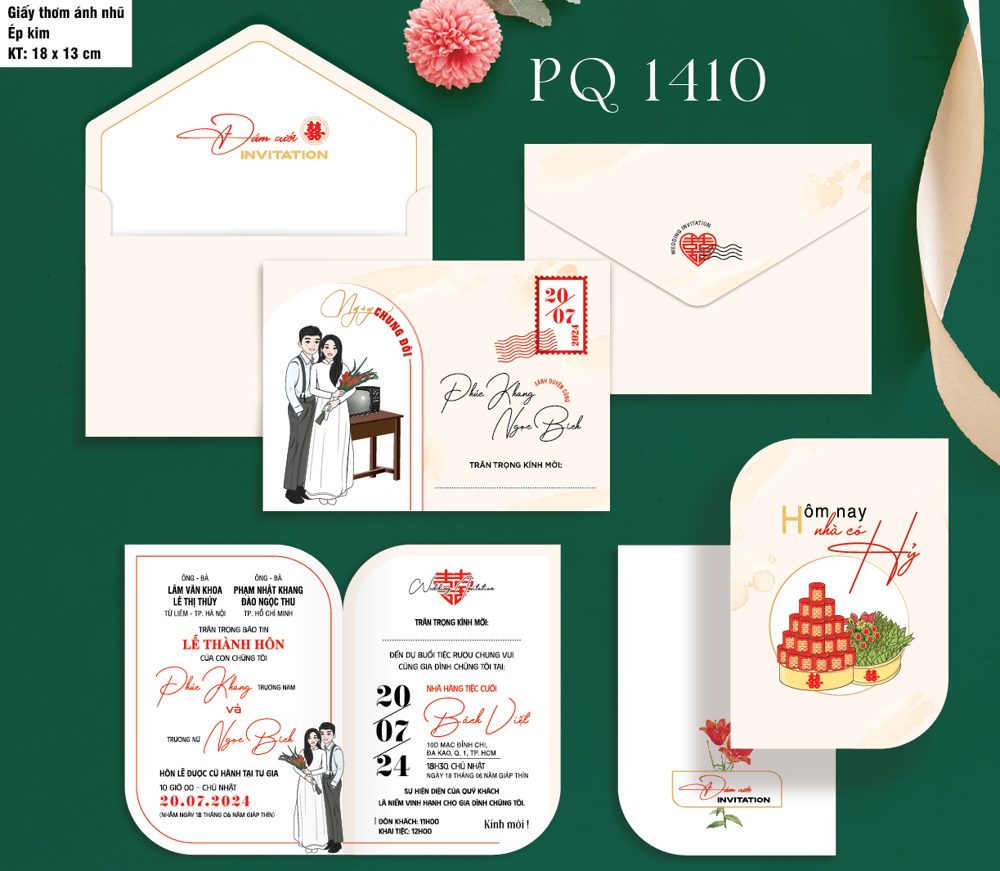 Thiệp chibi dâu rễ mâm quả tone trắng (PQ 1410)