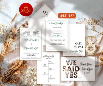 Thiệp in hình cô dâu chú rể We Said Yes (1677)