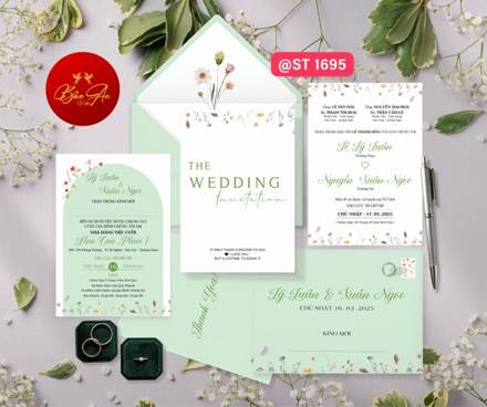 Thiệp đơn giản xanh mint The Wedding (1695)