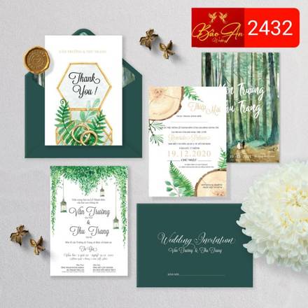 Thiệp hoa lá xanh rừng nhiệt đới (2432)