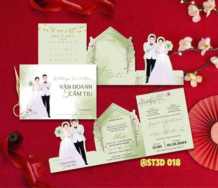Thiệp 3D váy cưới xanh pastel (ST3D 018)