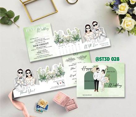 Thiệp 3D cặp đôi kính râm xanh lá (ST3D 028)