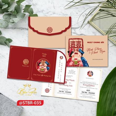 Thiệp bì đỏ đô chữ Hỷ (STBR 035)