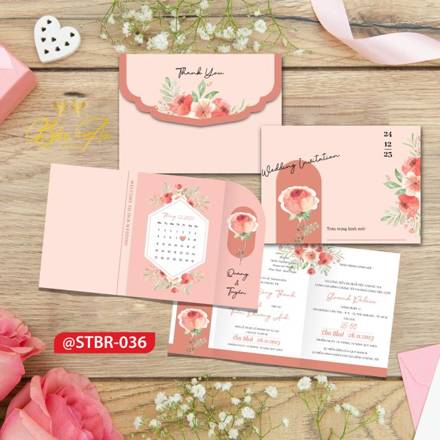 Thiệp bì hồng đào hoa nhí (STBR 036)