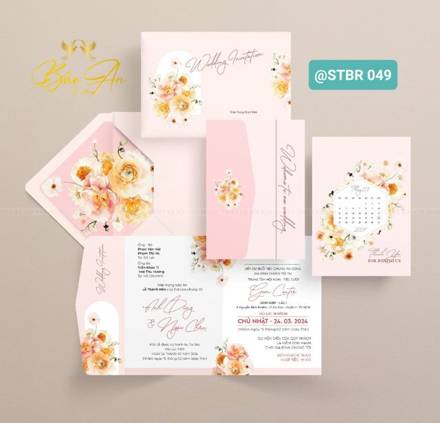 Thiệp bì hồng hoa vàng cam (STBR 049)