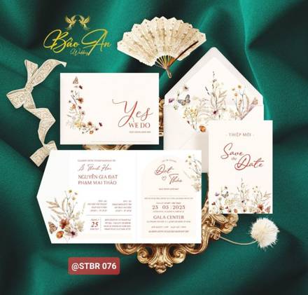 Thiệp bì kem hoa khô Yes We Do (STBR 076)