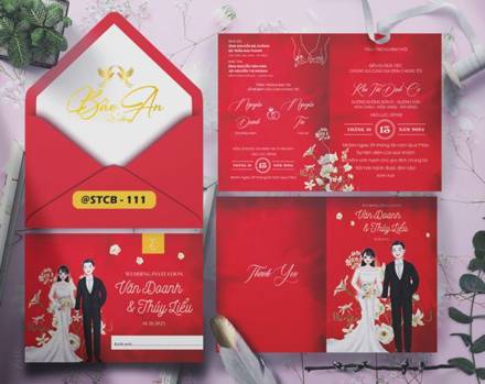 Thiệp Chibi phong bì đỏ dấu sáp vàng (STCB 111)