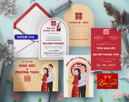 Thiệp Chibi vòm tròn tone kem đỏ (STCB 114)
