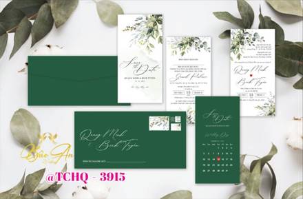 Thiệp Hàn Quốc xanh rêu lá (STHQ 3915)
