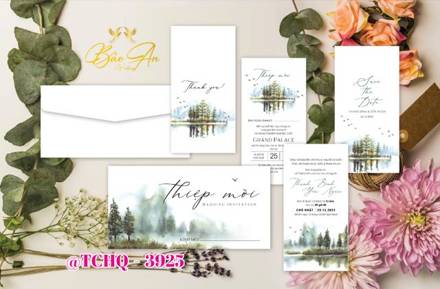Thiệp Hàn Quốc rừng thông màu nước (STHQ 3925)