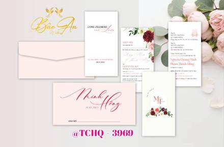 Thiệp Hàn Quốc hồng phấn hoa đỏ đô (STHQ 3969)