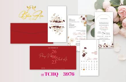Thiệp Hàn Quốc đỏ trắng hoa khô (STHQ 3976)
