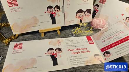 Thiệp kéo kem chibi cặp đôi (STK 019)