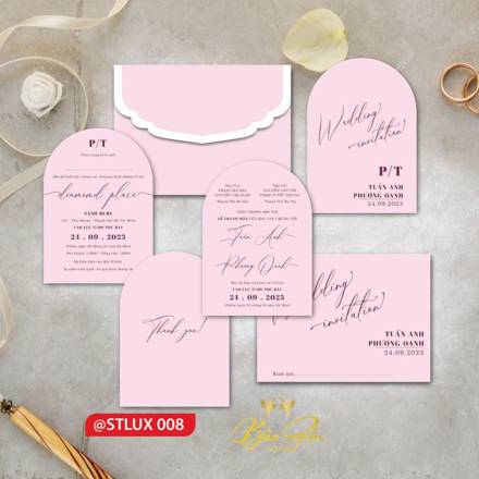 Thiệp Luxury hồng pastel chữ thư pháp (STLUX 008)