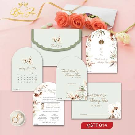 Thiệp Luxury xanh xám hoa khô (STLUX 014(1))