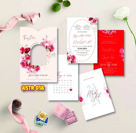 Thiệp rút hoa hồng khoét tròn (STR 018)