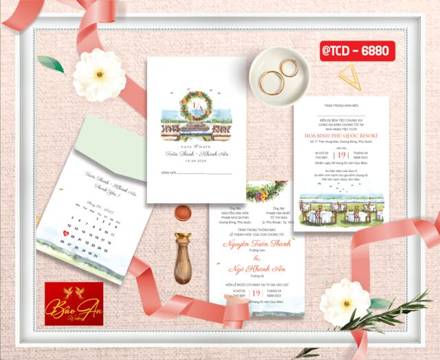 Thiệp túi đứng hồng nhạt tranh phố cổ (TCD 6880)