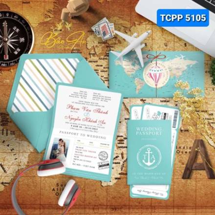 Thiệp Passport xanh ngọc mỏ neo (TCPP 5105)