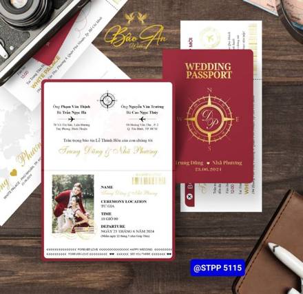 Thiệp Passport đỏ đô ảnh cưới (TCPP 5115)