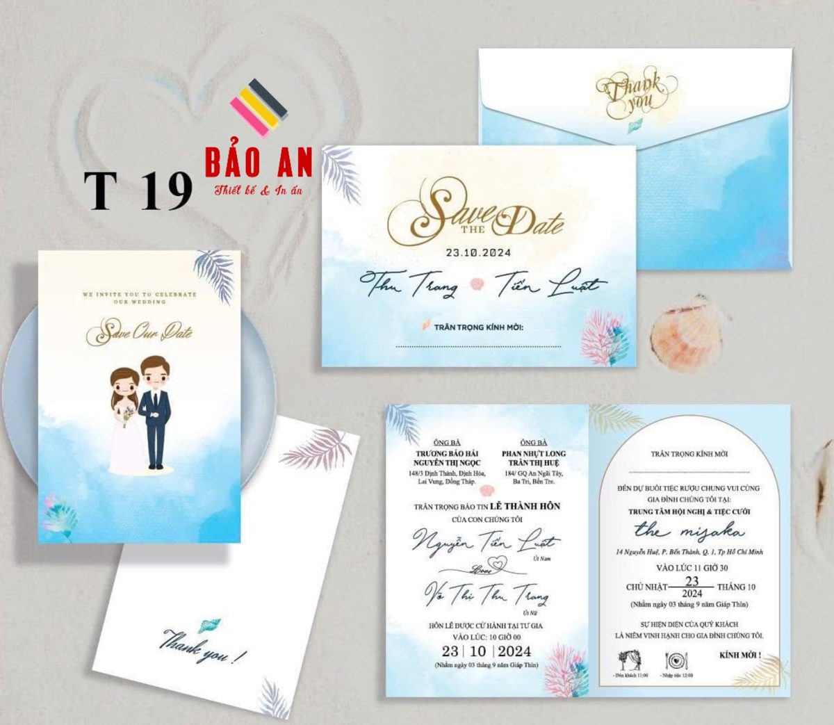 Thiệp chibi vest xanh tone xanh dương (T19)