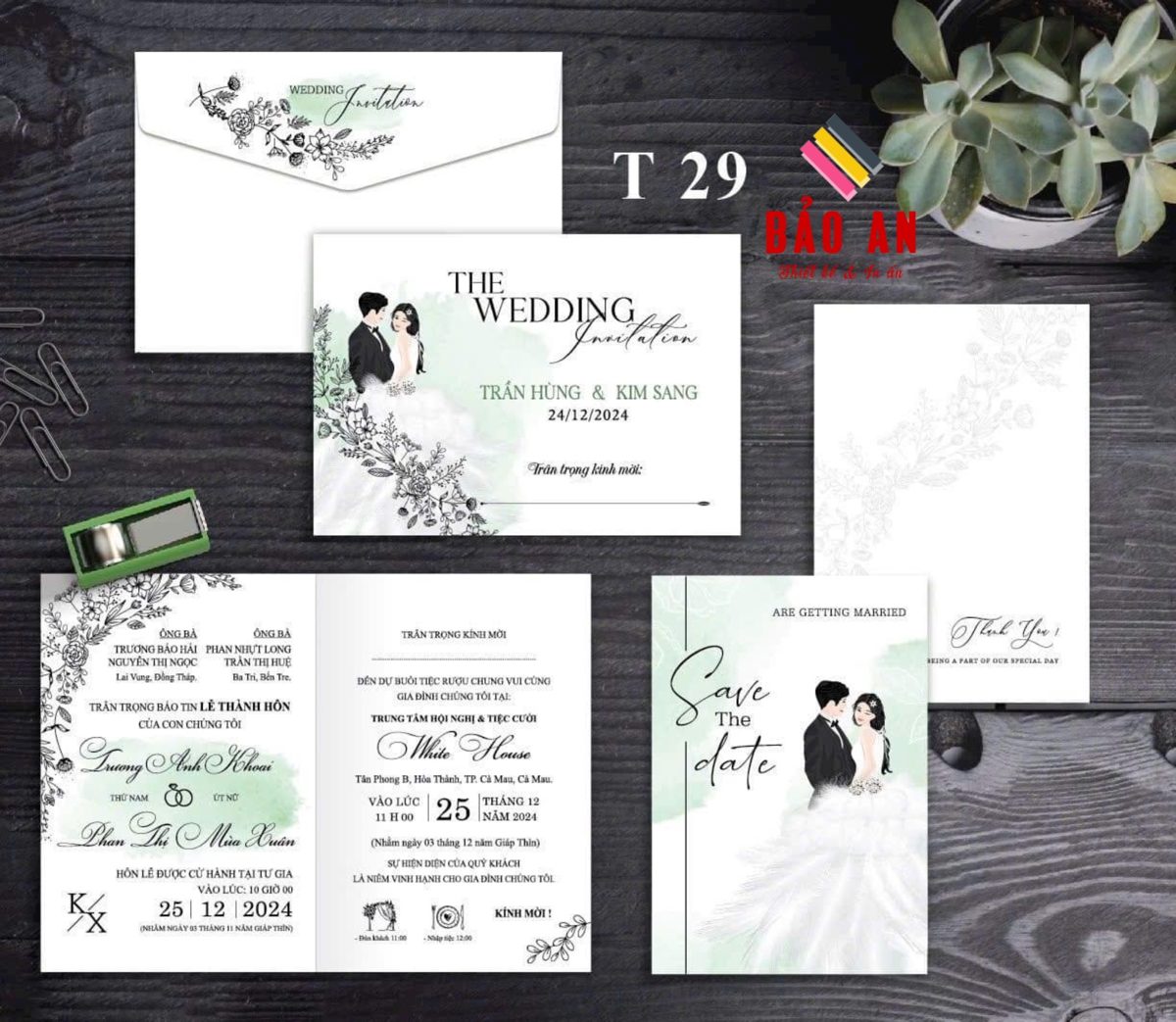 Thiệp chibi họa tiết hoa đen tone trắng đen (T29)