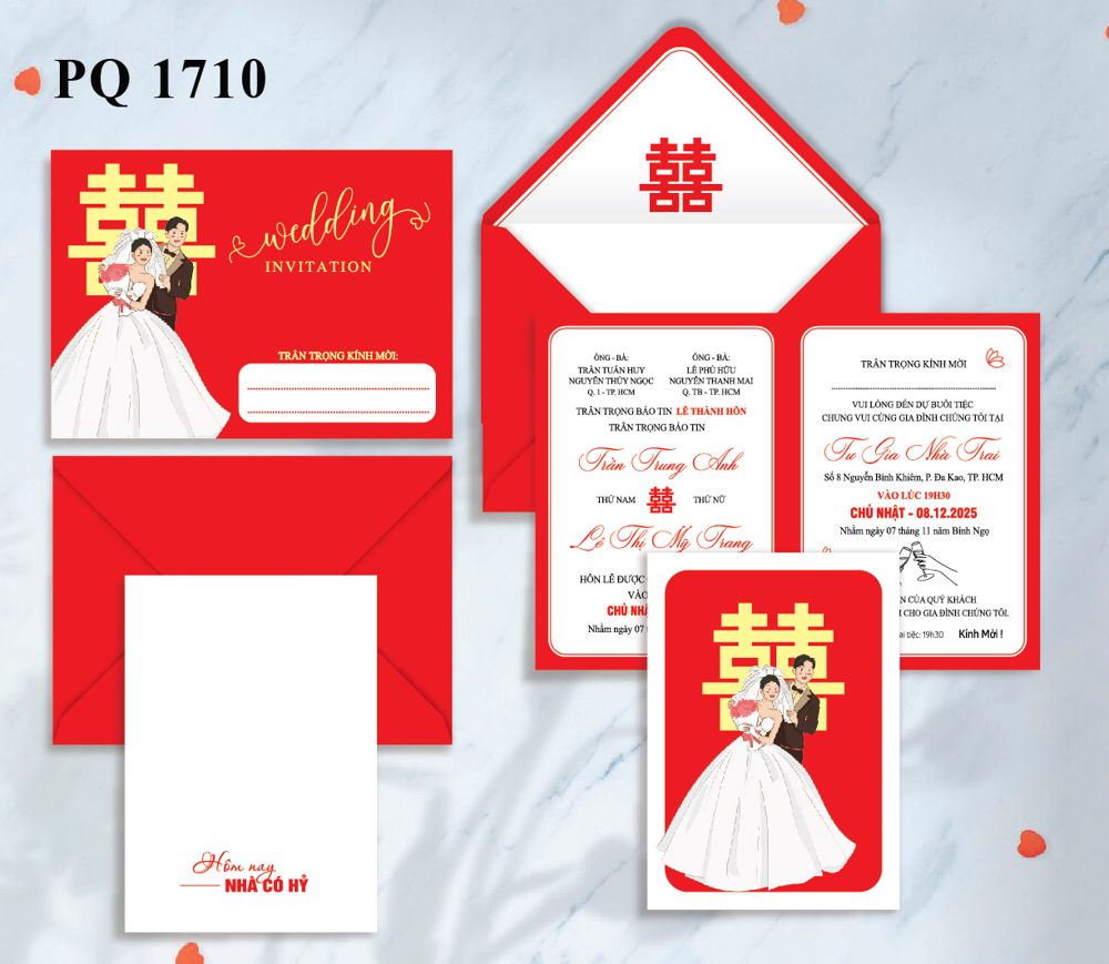 Thiệp chibi dâu rễ tone đỏ (1710)