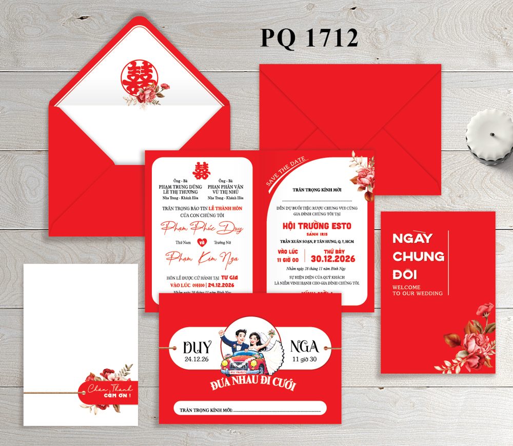 Thiệp chibi ngày chung đôi tone đỏ (1712)