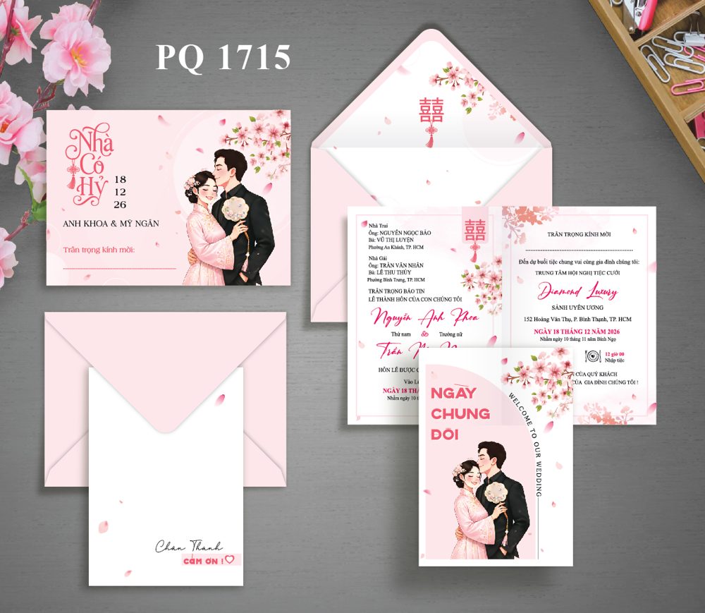 Thiệp cặp đôi ảnh cưới tone hồng (1715)