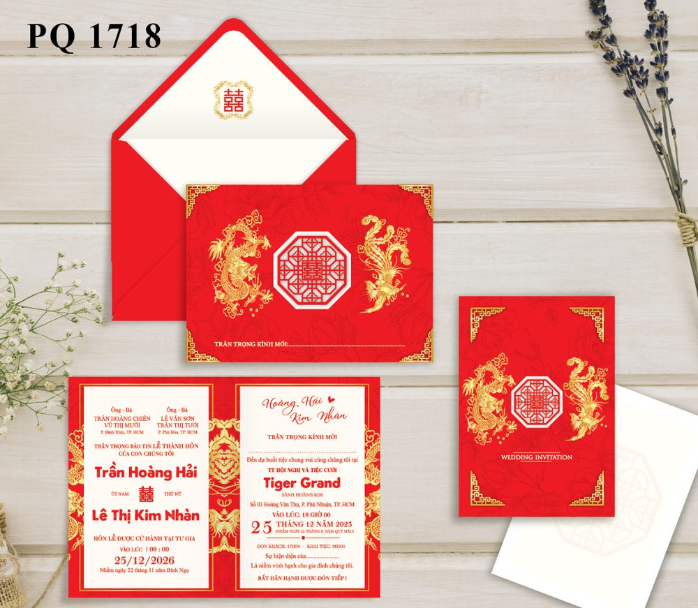 Thiệp rồng vàng tone đỏ (1718)